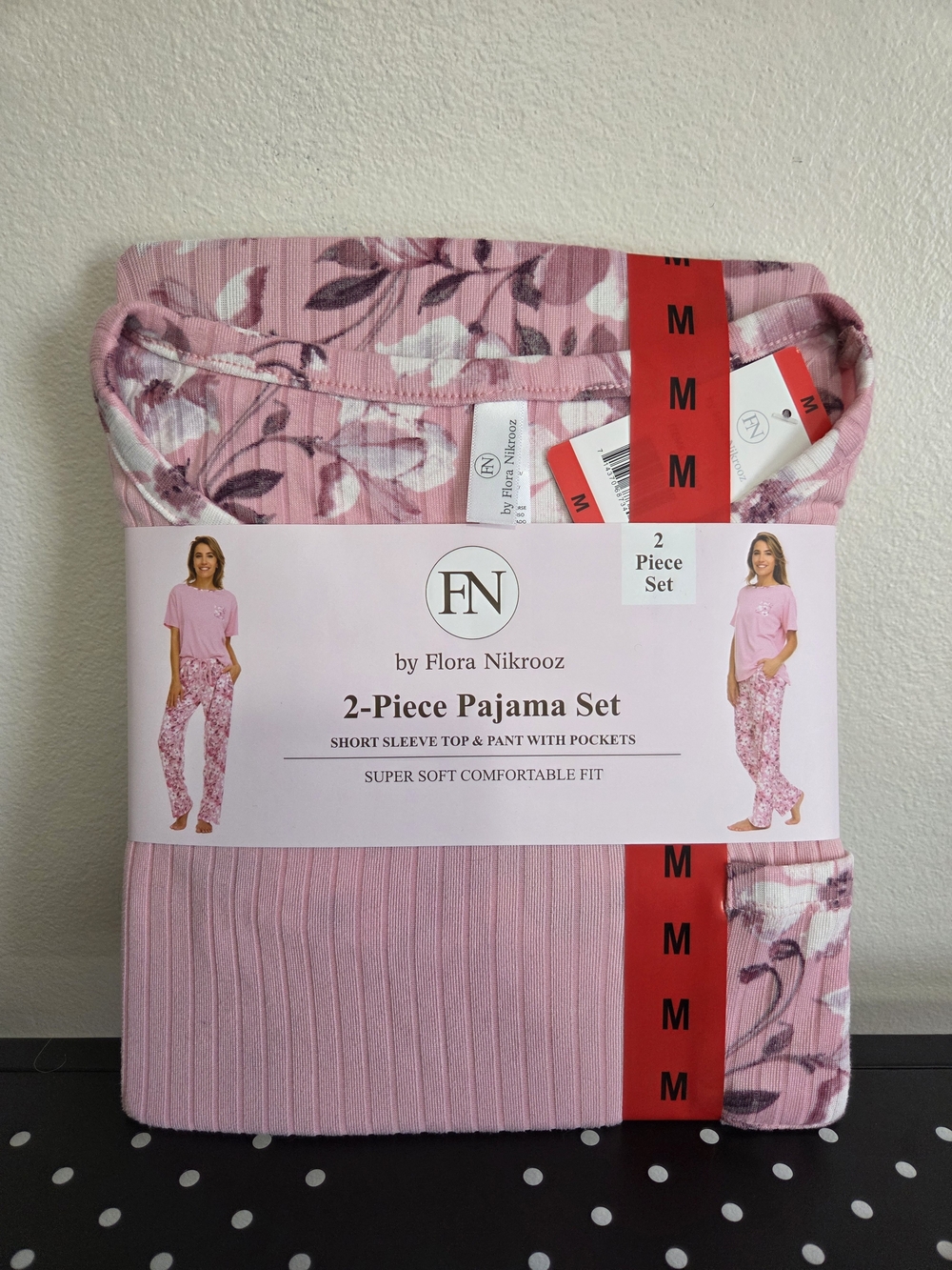 Pink Floral Womens 2-Piece Pajama Set, Flora Nikrooz, NWT, Sleepwear Set